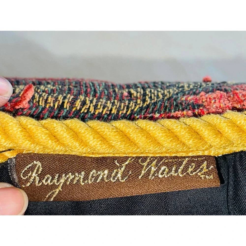 Raymond Waites Vtg Tapestry Pillow Kilim Southwestern Cushion Yellow Rope Trim